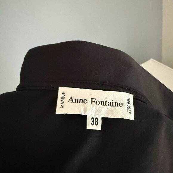 Anne Fontaine Cold Shoulder Top Size 38 Black Stretch Knit Y2K - Picture 6 of 8